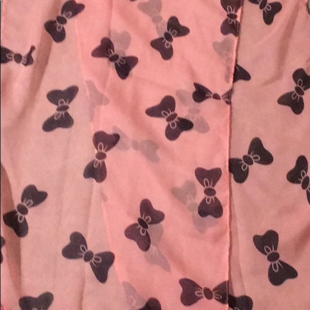 Pink & Black Oblong Chiffon Scarf Bows